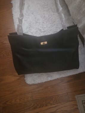 Mango Leather Shoulder Bag with Gold Turn-Lock
